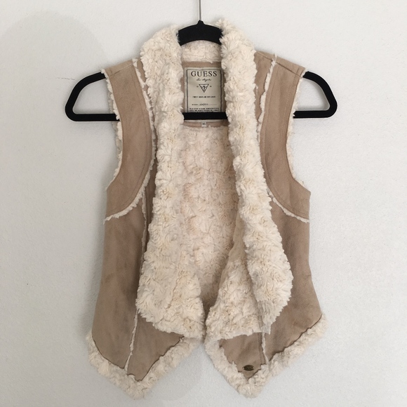 Guess Los Angeles Faux Fur Suede Winter Vest - Picture 5 of 8